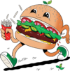 Illustration of a walking burger