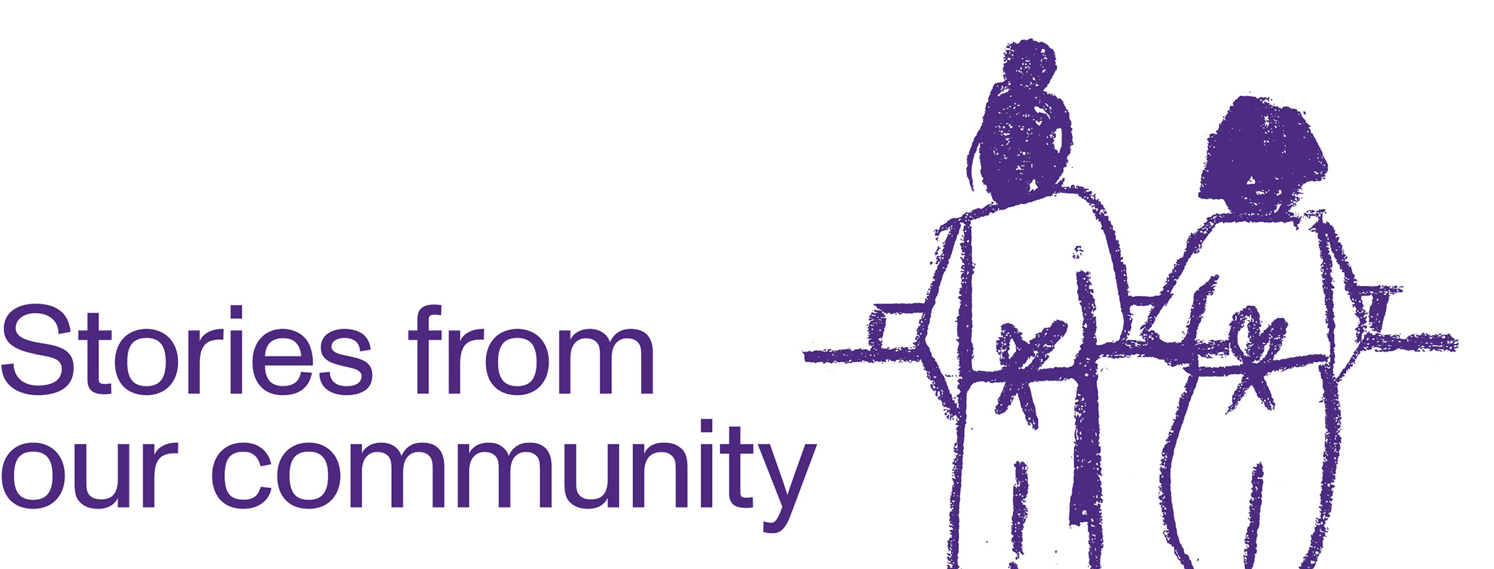 Illustration of two people cooking. Text reads, "Stories from our community"